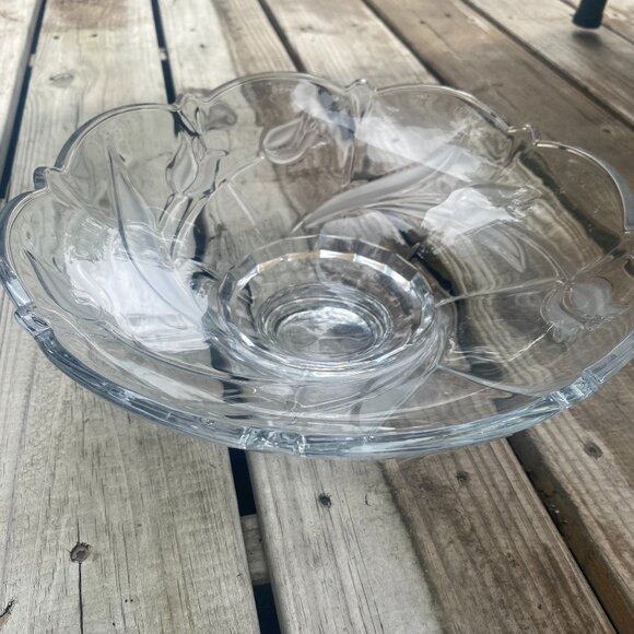 GORHAM Leaded Crystal TULIP Bouquet Footed Bowl Dining Kitchen Ware - Picture 1 of 4